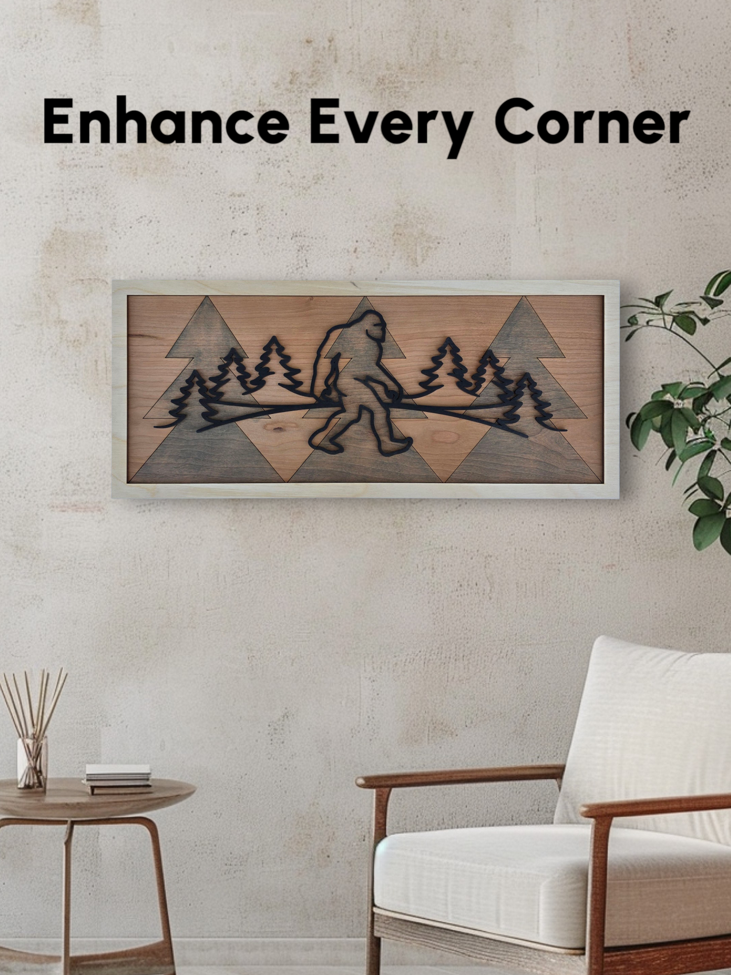 Bigfoot Line Art Wall Decor