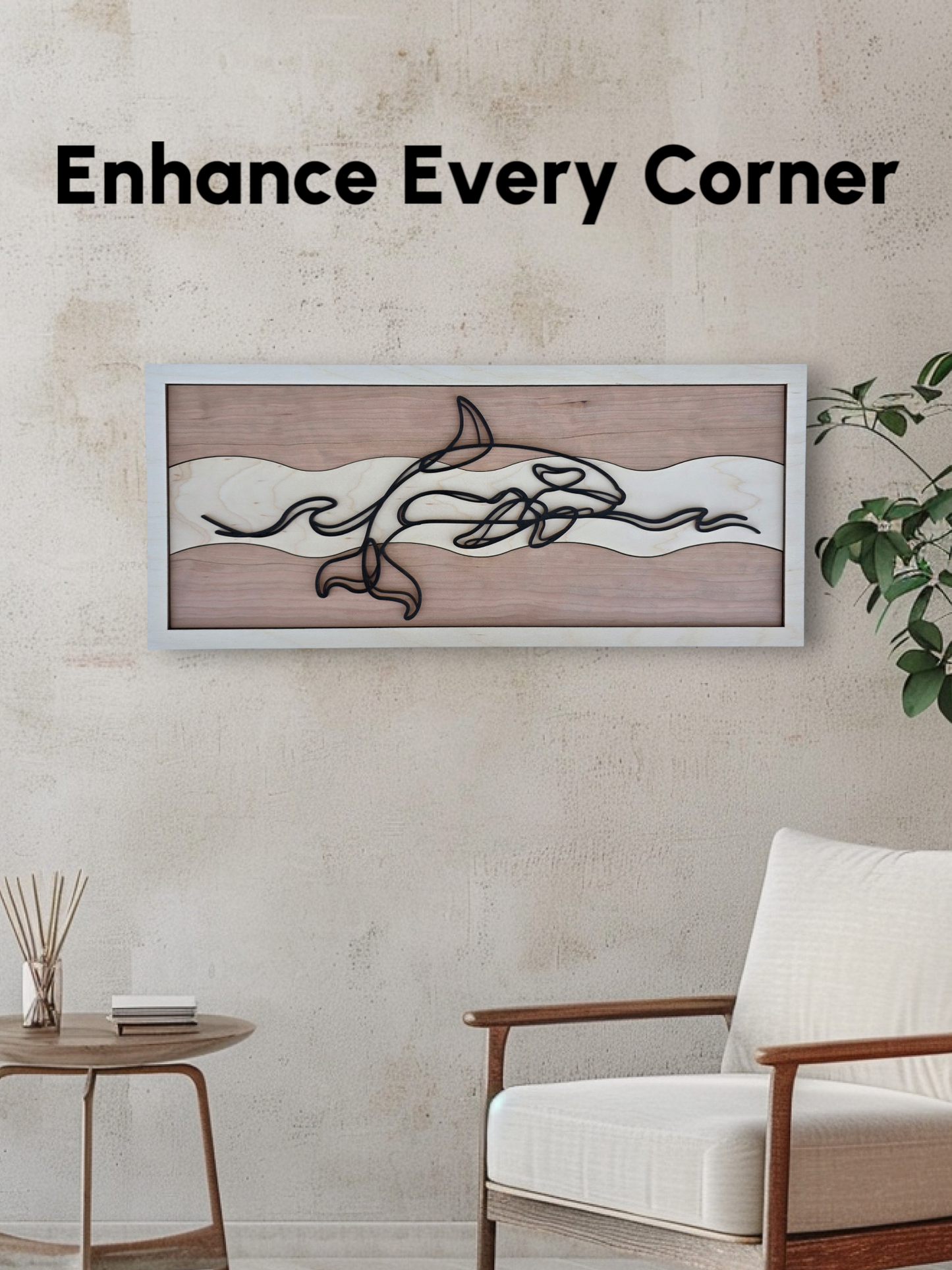 Orca Line Art Wall Decor