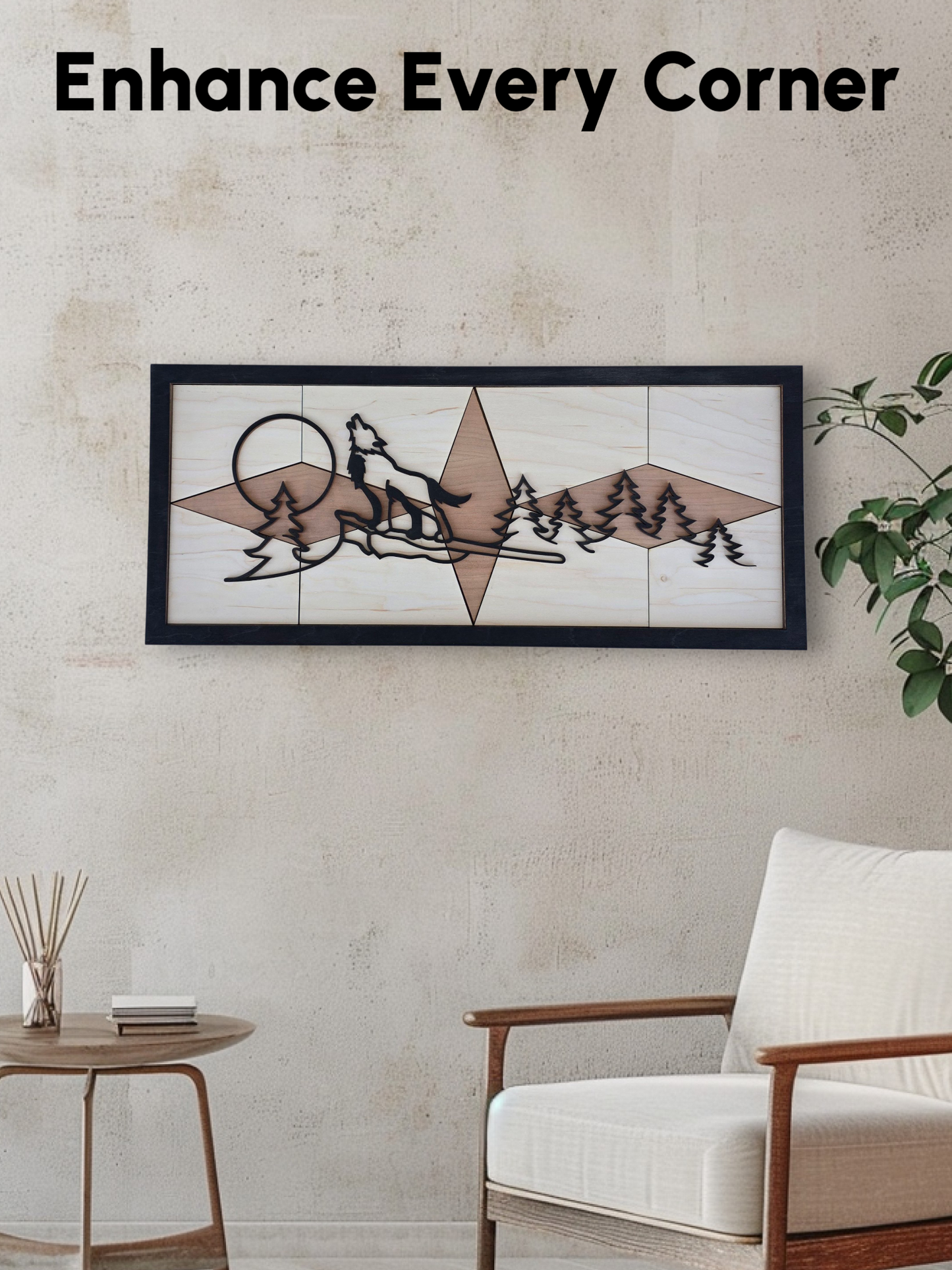 Howling Wolf Line Art Wall Decor