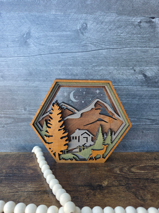 Mountain Cabin Hexagon