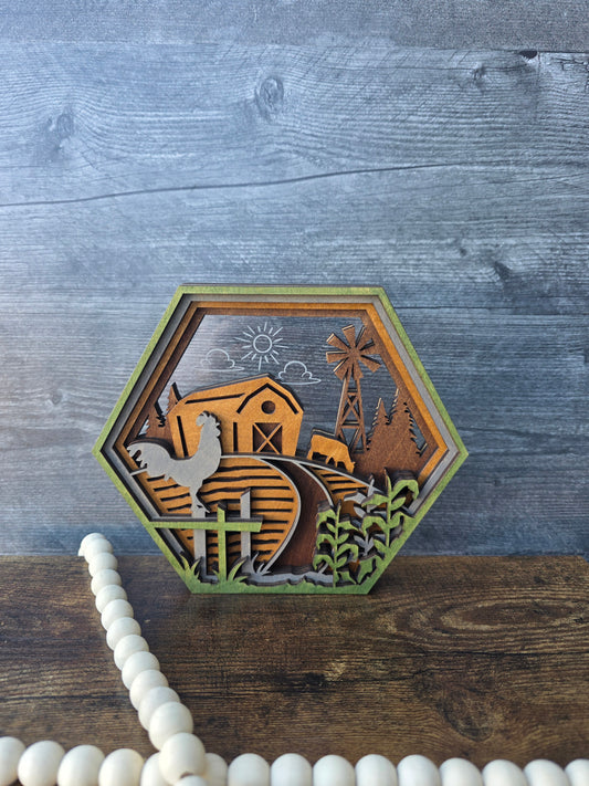 Farm Scene Hexagon