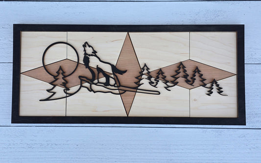 Howling Wolf Line Art Wall Decor